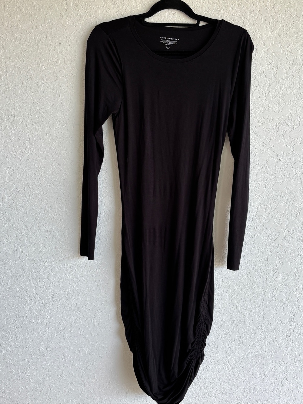 Good American Long Sleeve Maxi Dress | Ruched Hem | Size Medium | Like New